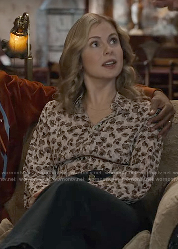 Sam’s animal print top on Ghosts