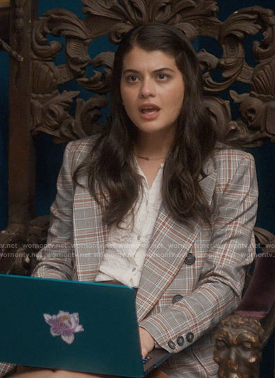 Sam’s grey plaid blazer on Single Drunk Female