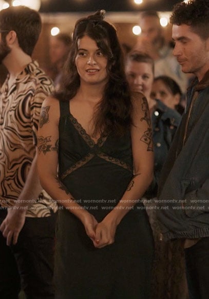 Sam’s black slip dress on Single Drunk Female