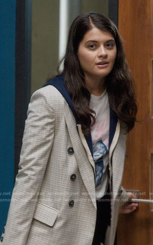 Sam’s light grey plaid blazer on Single Drunk Female