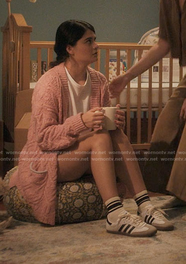 Sam’s pink cable knit cardigan on Single Drunk Female