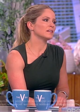 Sara’s green asymmetric neck dress on The View