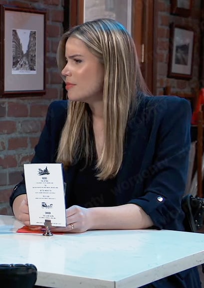 Sasha’s navy blazer on General Hospital