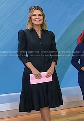 Savannah’s black tie waist shirtdress on Today