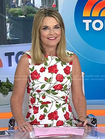 Savannah’s white rose print dress on Today