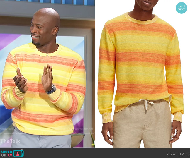 Scotch and Soda Gradient Stripe Pullover worn by Akbar Gbajabiamila on The Talk