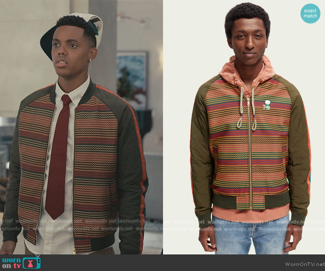 Scotch and Soda Mix & Match Quilted Bomber Jacket worn by Will Smith (Jabari Banks) on Bel-Air
