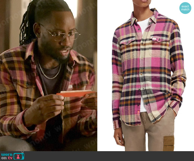 Scotch & Soda Plaid Cotton Flannel Button-Up Shirt worn by Chester Phineas Runk (Brandon McKnight) on The Flash