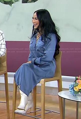 Shari Leid’s blue satin dress on Today