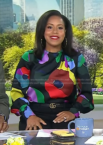 Sheinelle’s black floral blouse on Today