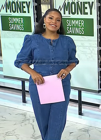 Sheinelle’s puff sleeve denim jumpsuit on Today