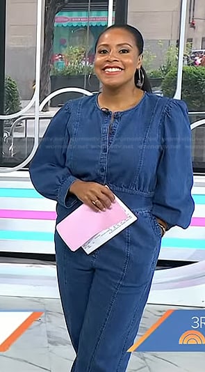 Sheinelle’s puff sleeve denim jumpsuit on Today
