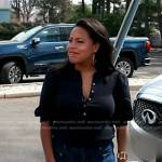 Sheinelle’s navy puff sleeve top and jeans on Today
