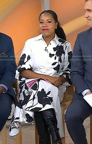 Sheinelle’s white and black floral print dress on Today