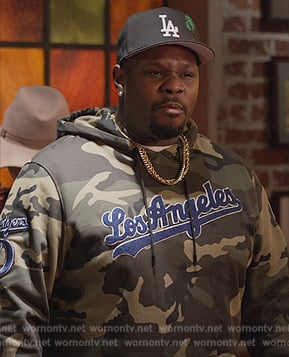 Sherm’s Los Angeles camo print hoodie on Grand Crew