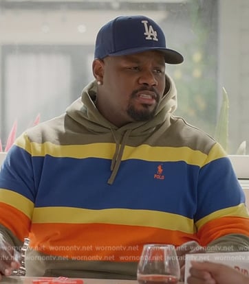 Sherm’s green stripe hoodie on Grand Crew