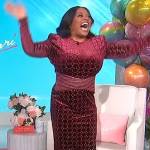 Sherri’s burgundy metallic panelled dress on Sherri