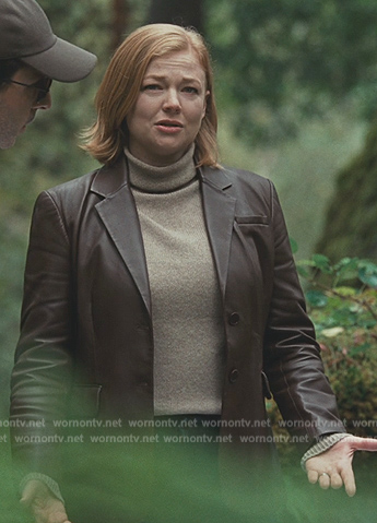 Shiv’s brown leather jacket on Succession