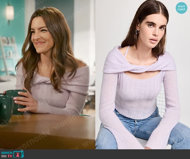 Simkhai Cambria Sweater in Wisteria worn by Allegra Garcia (Kayla Compton) on The Flash