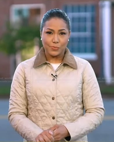 Stephanie’s ivory quilted jacket on Good Morning America
