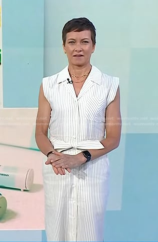 Stephanie’s white pinstripe shirtdress on Today
