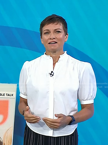 Stephanie’s white puff sleeve blouse on Today