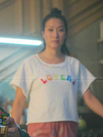 Sumi’s Lovers print tee on Good Trouble