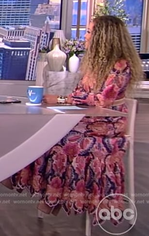 Sunny’s floral embroidered midi dress on The View