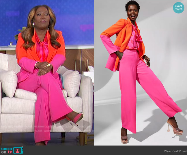 Tahari ASL Colorblocked Boyfriend Blazer worn by Sheryl Underwood on The Talk