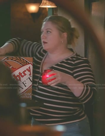 Taryn Helm’s black striped top on Greys Anatomy