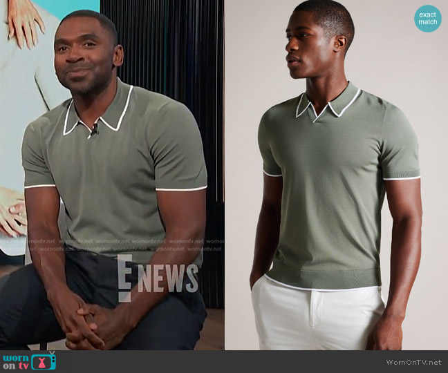Ted Baker Stortfo Open Collar Polo Shirt worn by Justin Sylvester on E! News