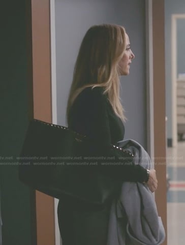Teddy’s black studded tote bag on Greys Anatomy