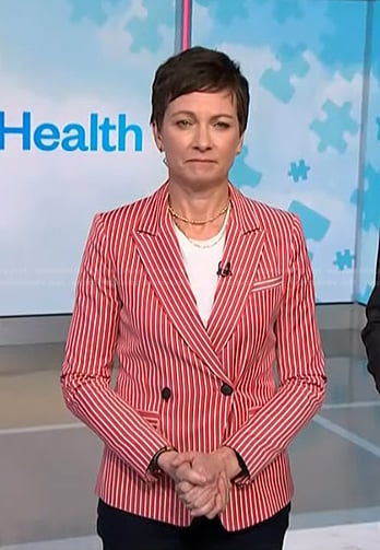 Stephanie Gosk’s red striped blazer on NBC News Daily