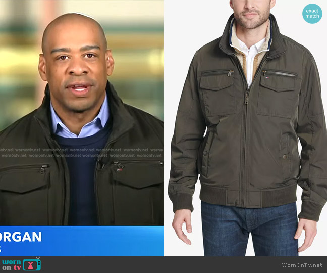 Tommy Hilfiger Four-Pocket Filled Performance Bomber Jacket worn by DeMarco Morgan on Good Morning America