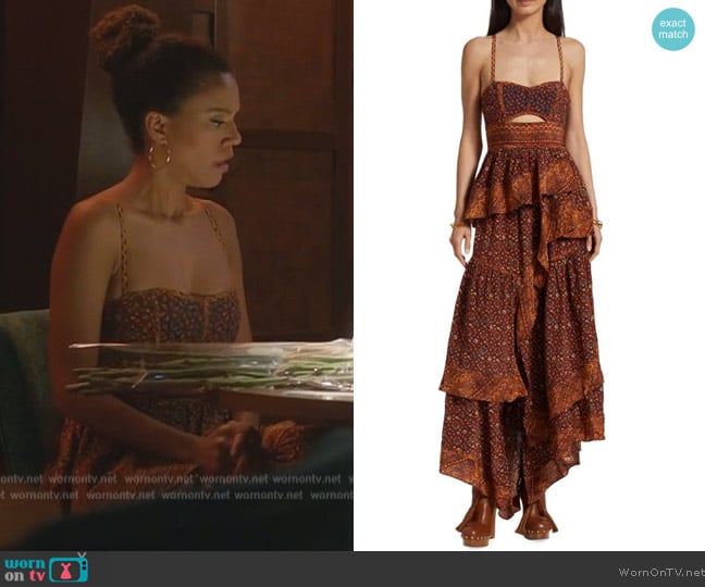 Ulla Johnson Josana Cut Out Silk Gown worn by Fay (Grasie Mercedes) on Grand Crew