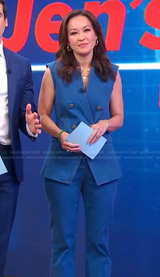 Eva’s denim vest and pants on Good Morning America