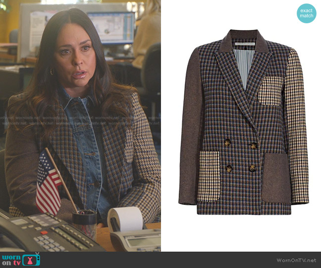 Veronica Beard Faustine Patchwork Dickey Jacket worn by Maddie Kendall (Jennifer Love Hewitt) on 9-1-1