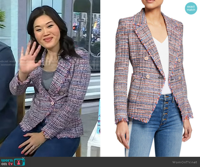 Veronica Beard Theron Tweed Jacket worn by Qian Julie Wang on Today