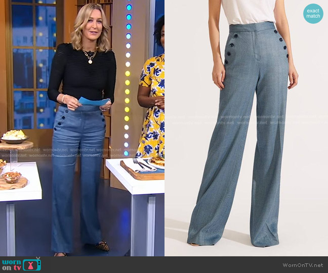 Veronica Beard Tuli Linen Pants worn by Lara Spencer on Good Morning America