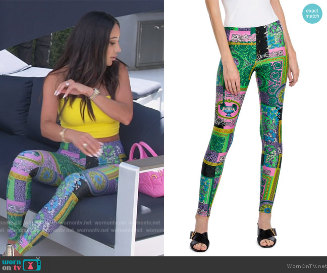 Versace Barocco Patchwork-Print Leggings worn by Melissa Gorga on The Real Housewives of New Jersey