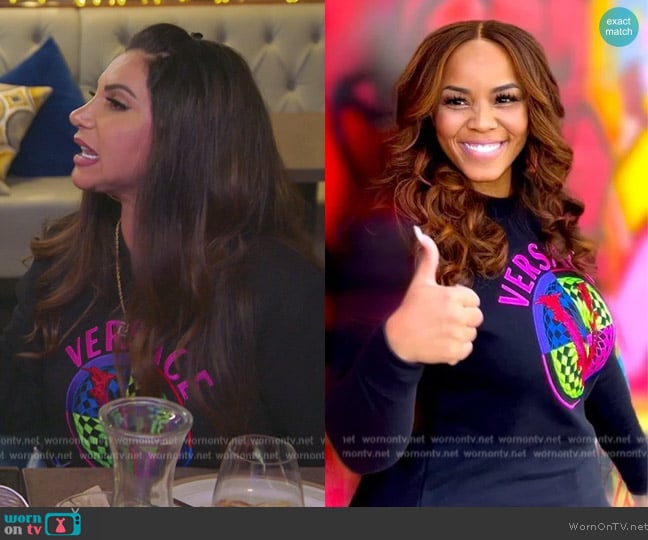 Versace Sweater Dress with pockets worn by Jennifer Aydin on The Real Housewives of New Jersey