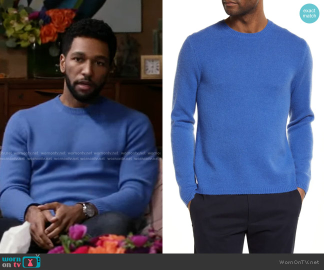 Vince Cashmere Long Sleeve Crew Neck Sweater worn by Winston Ndugu (Anthony Hill) on Greys Anatomy