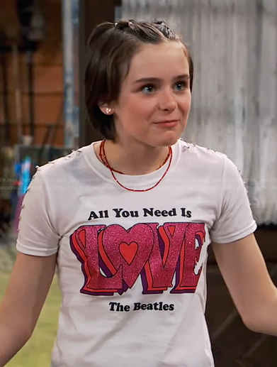 Whinnie’s All You Need Is Love print tee on Bunkd