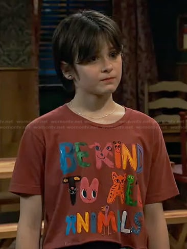 Whinnie’s red Be Kind To All Animals tee on Bunkd