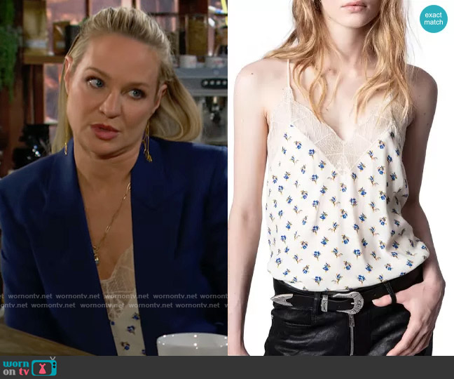 Zadig & Voltaire Christy Camisole in Vanille worn by Sharon Newman (Sharon Case) on The Young and the Restless