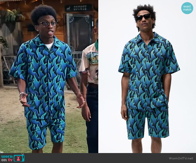 Zara Flame Jacquard Shirt worn by Noah Lambert (Israel Johnson) on Bunkd