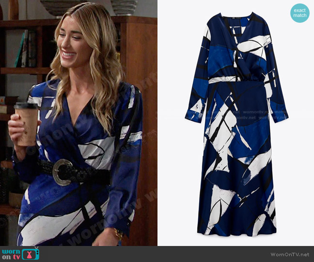 Zara Printed Midi Dress worn by Sloan Peterson (Jessica Serfaty) on Days of our Lives
