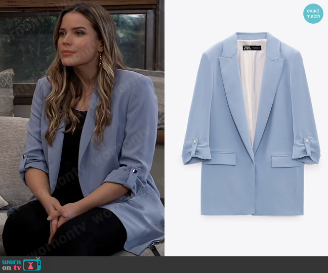 Zara Blazer with Rolled Up Sleeves worn by Sasha Gilmore (Sofia Mattsson) on General Hospital