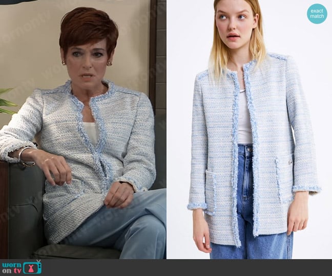 Zara Long Tweed Blazer worn by Diane Miller (Carolyn Hennesy) on General Hospital