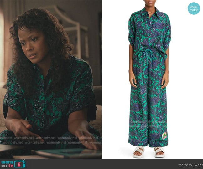 Zimmermann Tiggy Paisley Silk Shirt worn by Vivian Banks (Cassandra Freeman) on Bel-Air